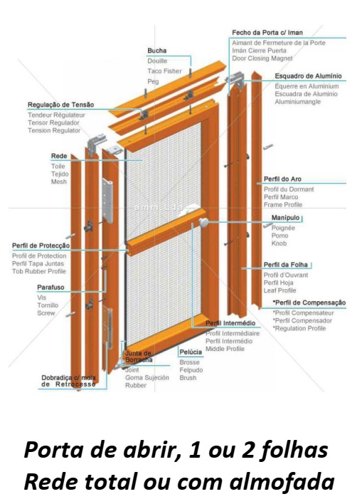 Porta de abrir com rede mosquiteira